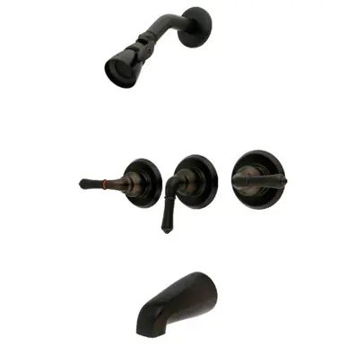 Kingston Brass KB235 Magellan Three-Handle Tub and Shower Faucet, Oil Rubbed Bronze New Release