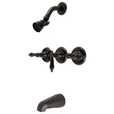 Weekend Sale Kingston Brass KB235AKL Duchess Three-Handle Tub and Shower Faucet, Oil Rubbed Bronze