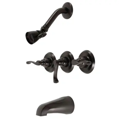 In Demand Kingston Brass KB235FL Royal Three-Handle Tub and Shower Faucet, Oil Rubbed Bronze