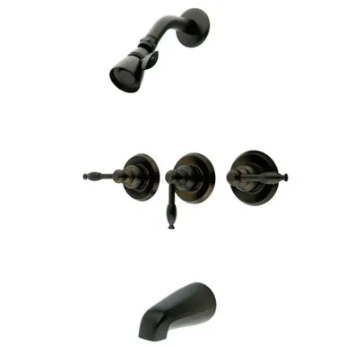 Kingston Brass KB235KL Knight Three-Handle Tub and Shower Faucet, Oil Rubbed Bronze Factory Price