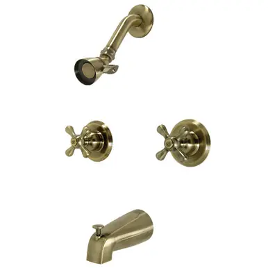 Affordable Kingston Brass KB243AXAB Victorian Twin Handle Tub & Shower Faucet, Antique Brass