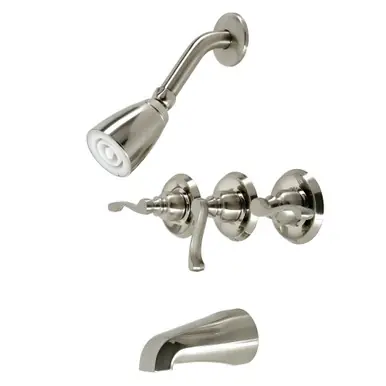 Kingston Brass KB238FL Royal Three-Handle Tub and Shower Faucet, Brushed Nickel Bargain