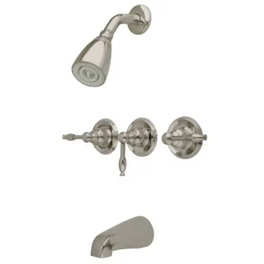 Kingston Brass KB238KL Knight Three-Handle Tub and Shower Faucet, Brushed Nickel Wholesale