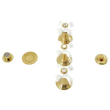Budget Kingston Brass KB322PX Victorian Three-Handle Bidet Faucet, - Polished Brass