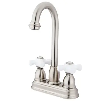 Budget Kingston Brass KB3498PX Restoration 4" Centerset Two Handle Bar Faucet, Brushed Nickel