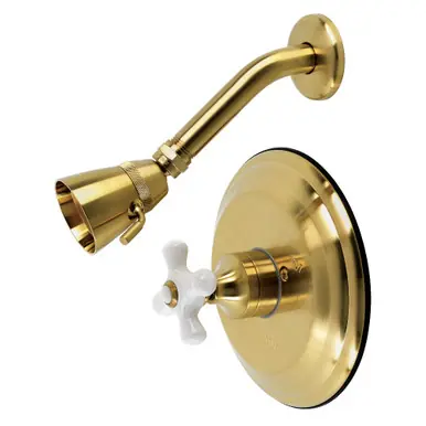 Free Returns Kingston Brass KB3637PXTSO Restoration Tub and Shower Faucet Shower Trim Only, Brushed Brass