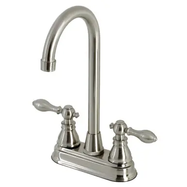 Genuine Kingston Brass KB498ACL American Classic Two-Handle High-Arc Bar Faucet, Brushed Nickel