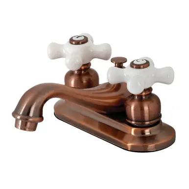 Kingston Brass KB606PX Restoration 4 in. Centerset Bathroom Faucet, Antique Copper Limited Edition