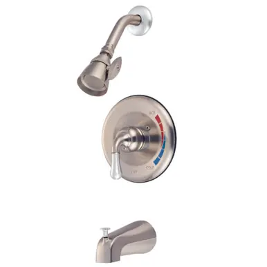 Worldwide Shipping Kingston Brass KB637 Magellan Tub and Shower Faucet with Single Handle, Brushed Nickel/Polished Chrome