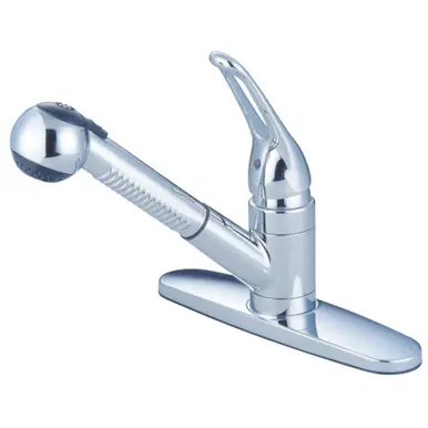 Kingston Brass KB701SP Single Handle Pull-Out Kitchen Faucet, Polished Chrome Best Choice
