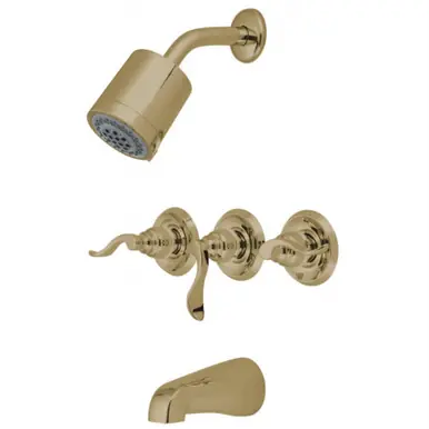 Exclusive Offer Kingston Brass KB8232NFL NuWave French Tub and Shower Faucet, Polished Brass
