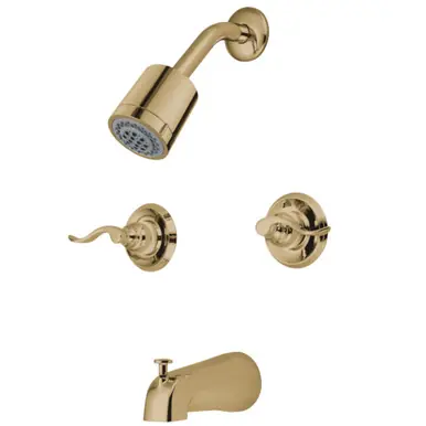 Affordable Kingston Brass KB8242NFL NuWave French Tub and Shower Faucet, Polished Brass