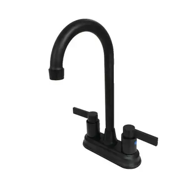 Final Sale Kingston Brass KB8490NDL NuvoFusion 4" Centerset Two Handle Bar Faucet, Matte Black