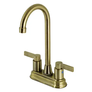 Authentic Kingston Brass KB8493NDL NuvoFusion 4" Centerset Two Handle Bar Faucet, Antique Brass