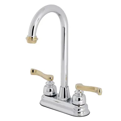 Exclusive Kingston Brass KB8494FL Two Handle Bar Faucet, Polished Chrome/Polished Brass