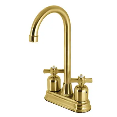 Free Returns Kingston Brass KB8497ZX Millennium Two Handle Bar Faucet, Brushed Brass