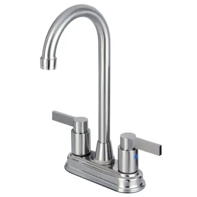 Direct From Factory Kingston Brass KB8498NDL NuvoFusion 4" Centerset Two Handle Bar Faucet, Brushed Nickel