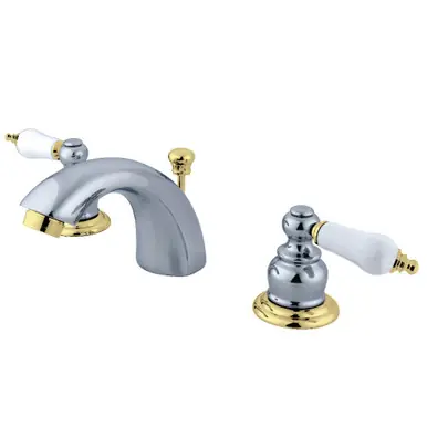 Affordable Kingston Brass KB944B Mini-Widespread Bathroom Faucet, Polished Chrome/Polished Brass