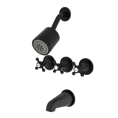 Buy Online Kingston Brass KBX8130BX Metropolitan Three-Handle Tub and Shower Faucet, Matte Black