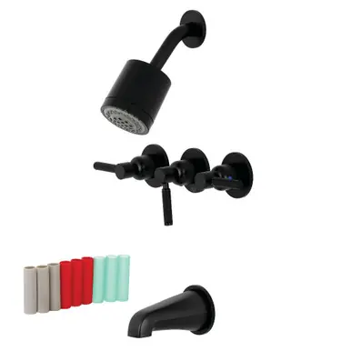 Free Returns Kingston Brass KBX8130DKL Kaiser Three-Handle Tub and Shower Faucet, Matte Black