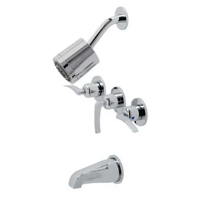 Bulk Order Kingston Brass KBX8131EFL Centurion Three-Handle Tub and Shower Faucet, Polished Chrome