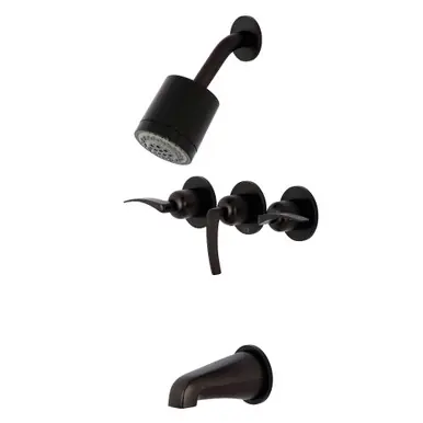 Crafted Kingston Brass KBX8135EFL Centurion Three-Handle Tub and Shower Faucet, Oil Rubbed Bronze