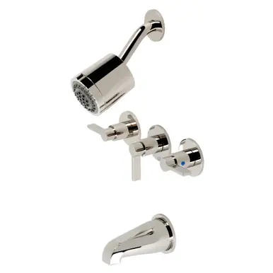 Handmade Kingston Brass KBX8136NDL NuvoFusion Three-Handle Tub and Shower Faucet, Polished Nickel