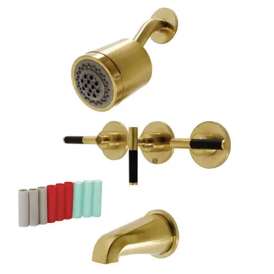 Bulk Order Kingston Brass KBX8137CKL Kaiser Three-Handle Tub and Shower Faucet, Brushed Brass