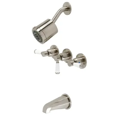 Budget Kingston Brass KBX8138DPL Paris Three-Handle Tub and Shower Faucet, Brushed Nickel