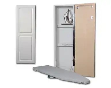 Must Have Iron-A-Way Ironing Center - 42" Built In Swiveling Ironing Board Cabinet - Right Hinged Raised White Door - ANE42RWU