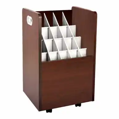 Alpine ADI624-MA 20-Slot Mobile Rolling Wood Blueprint Roll File Large Document Organizer Warranty Included