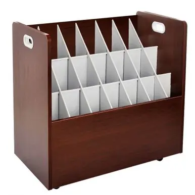 Alpine ADI625-MA-2PK 21-Slot Mahogany Mobile Rolling Wood Blueprint Roll File Large Document Organizer 2 Pack Grab Now