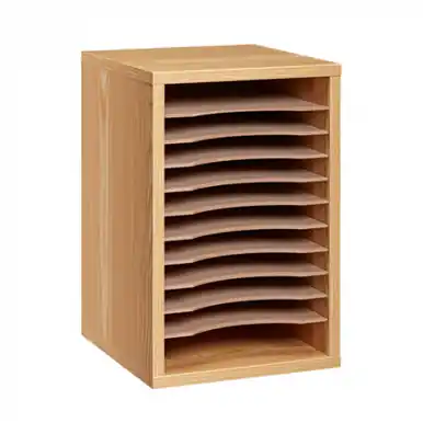 Best Price Alpine ADI500-11-MEO-2PK 11-Compartment Wood Vertical Paper Sorter Literature File Organizer, Medium Oak 2 Pack