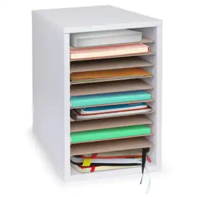 Alpine ADI500-11-WHI 11-Compartment Wood Adjustable Vertical Paper Sorter Literature File Organizer, White Special Discount