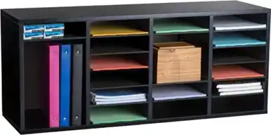 Affordable Alpine ADI500-24-BLK 24-Compartment Wood Adjustable Paper Sorter Literature File Organizer, Black