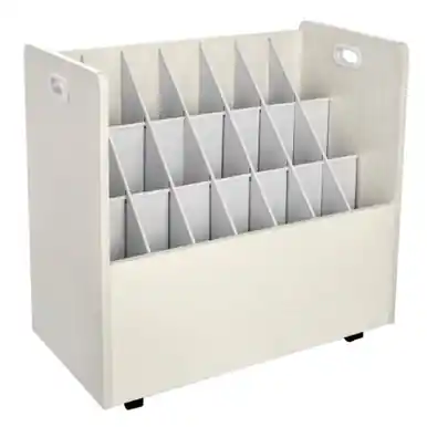 Budget Alpine ADI625-WHI 21-Slot Mobile Rolling Wood Blueprint Roll File Large Document Organizer
