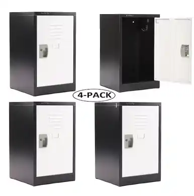 Premium Alpine ADI629-02-B-W-PKG-4 24'' Locker for Kids Black Body With White Doors 4-Pack