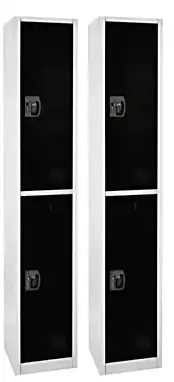 Alpine ADI629-202-BLK-2 72 in. x 12 in. x 12 in. Double-Compartment Steel Tier Key Lock Storage Locker in Black (2-Pack) Money Back Guarantee