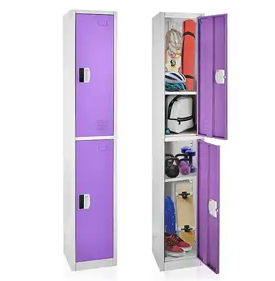 Alpine ADI629-202-PUR-DL 72" H x 12" W 2-Tier Steel Storage Locker with Digital Lock, Purple Instant Buy