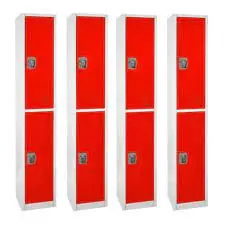 Alpine ADI629-202-RED-4PK 72 in. x 12 in. x 12 in. Double-Compartment Steel Tier Key Lock Storage Locker in Red (4-Pack) Same Day Shipping