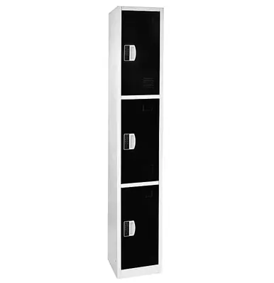 Alpine ADI629-203-BLK-DL 72" H x 12" W Triple Tier Steel Storage Locker with Digital Lock, Black Viral