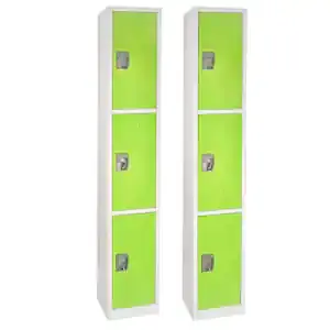 Top Rated Alpine ADI629-203-GRN-2PK 72 in. x 12 in. x 12 in. Triple-Compartment Steel Tier Key Lock Storage Locker in Green 2 Pack