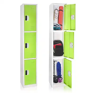 Next Day Delivery Alpine ADI629-203-GRN-DL 72" H x 12" W Triple Tier Steel Storage Locker with Digital Lock, Green