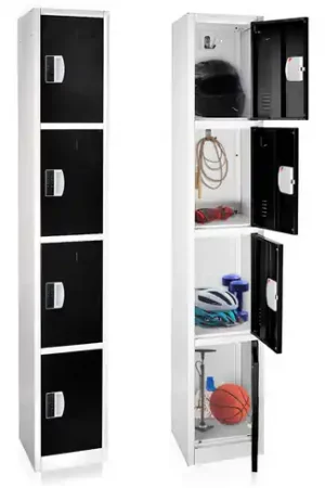 Affordable Alpine ADI629-204-BLK-DL-4PK 72" H x 12" W 4-Tier Steel Storage Locker with Digital Lock, Black, Pack of 4