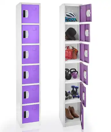 Alpine ADI629-206-PUR-DL 72" H x 12" W 6-Tier Steel Storage Locker with Digital Lock, Purple Handmade
