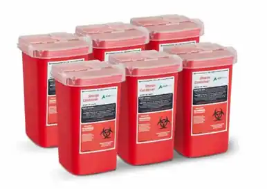 Hassle-Free Returns Alpine ADI998-01-06 1 Quart Needle Disposal Sharps Container 6 Pack