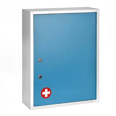 Professional Grade Alpine ADI999-04-BLU-2PK 21 in. H x 16 in. W x 6 in. D Large Dual Lock Surface-Mount Medical Security Cabinet in Blue 2 Pack