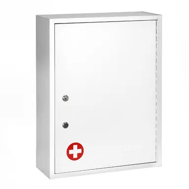 Alpine ADI999-04-WHI-2PK 21 in. H x 16 in. W x 6 in. D Large Dual Lock Surface-Mount Medical Security Cabinet in White 2 Pack Warranty Included