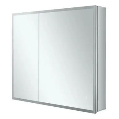 Shop Now Fine Fixtures Aluminum Medicine Cabinet 2 Door With Framed LED Light - 30 Inch X 30 Inch - AME3030