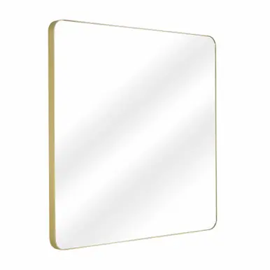 Worldwide Shipping Fine Fixtures Rectangular 24 Inch X 24 Inch Mirror with Round Corners - Satin Brass - MRR2424SB